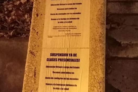 CONFIRMAN DECESO DE DOS DOCENTES Y EXIGEN LA SUSPENSIÓN DE LA PRESENCIALIDAD EN GENERAL PUEYRREDON