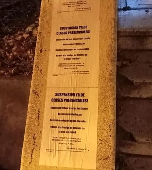 CONFIRMAN DECESO DE DOS DOCENTES Y EXIGEN LA SUSPENSIÓN DE LA PRESENCIALIDAD EN GENERAL PUEYRREDON