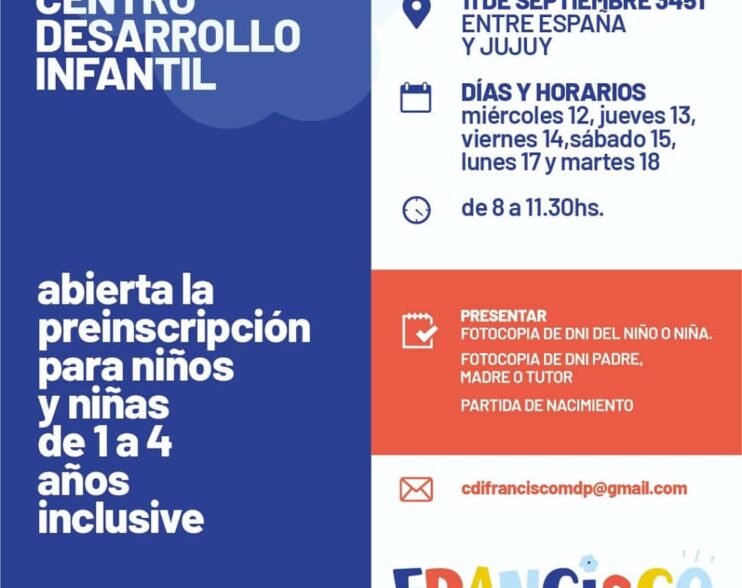 Se abre la preinscripción para el Centro de Desarrollo Infantil Francisco