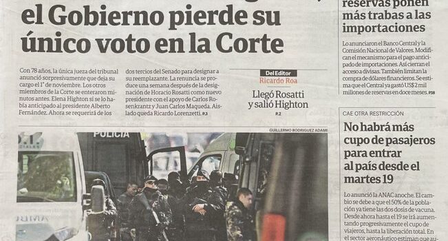 06/10/2021 10:47 – LA COMPOSICIÓN DE LA CORTE SUPREMA  Alberto Fernández cuestionó la tapa de Clarín sobre la renuncia de Highton de Nolasco